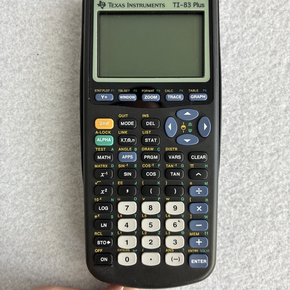 Texas Instruments TI-83 Plus Graphing Calculator Black Tested Works With Cover